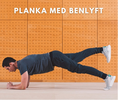 Planka med benlyft
